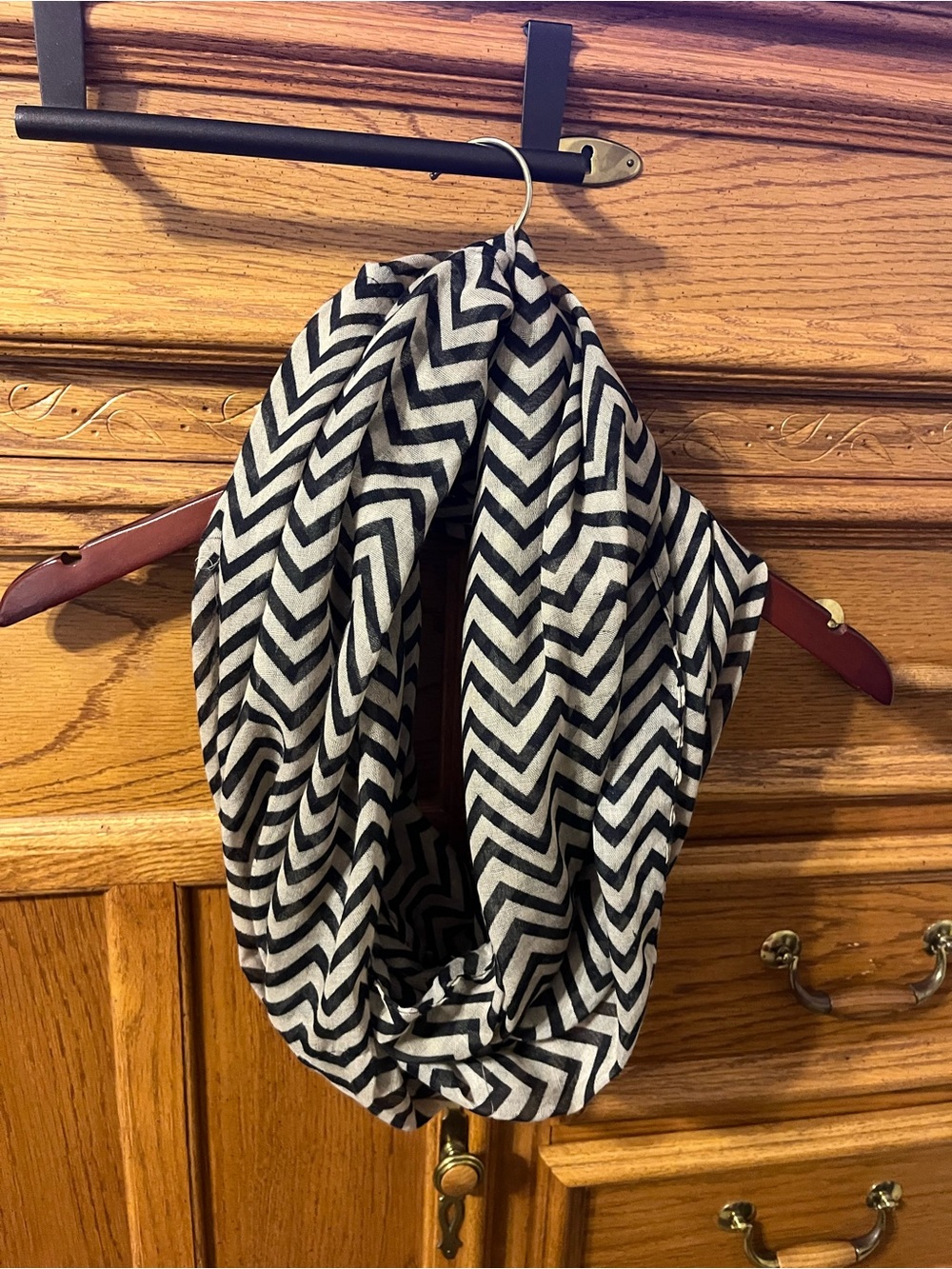 Black & Cream Chevron Infinity Scarf by